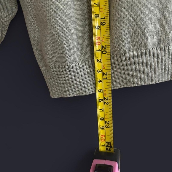 Sage Green Turtleneck Sweater with ribbed cuffs and hem - Picture 3 of 7